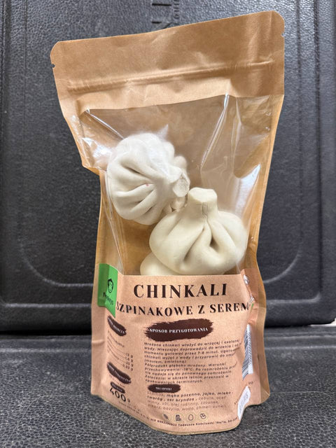 Khinkali with spinach and cottage cheese