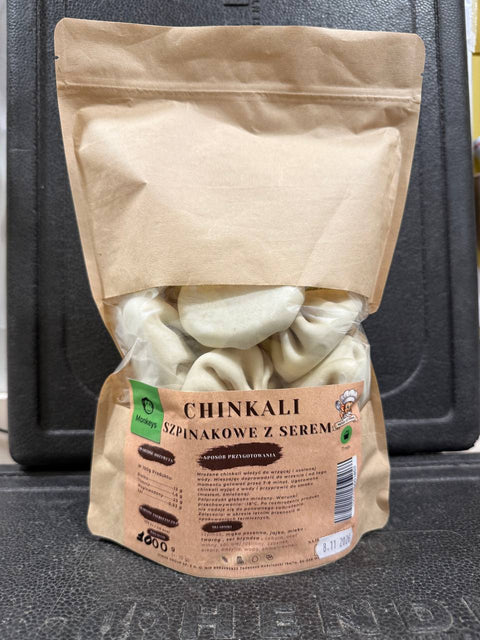 Khinkali with spinach and cottage cheese