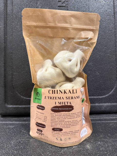Khinkali with three cheeses and mint